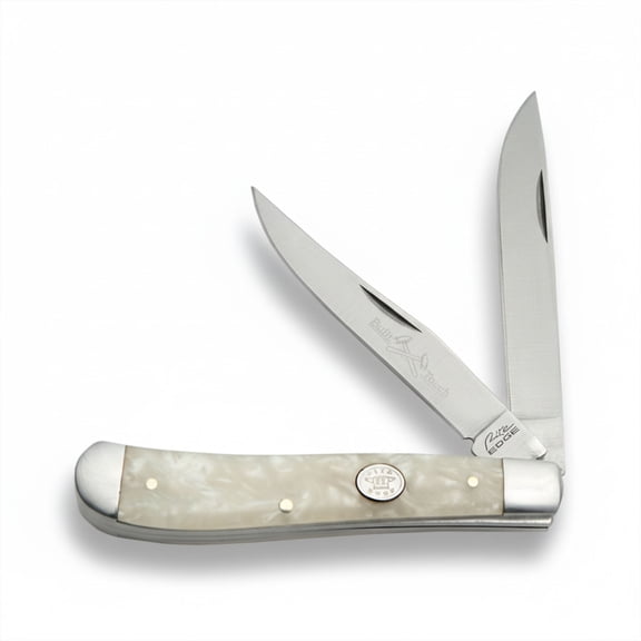 Rite Edge Large Trapper Knife, 3.75" Pearl Handle with 2 Stainless Steel Blades