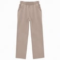 thumbnail image 4 of kpoplk Girl's Wide Leg Sweatpants Elastic High Waisted Loose Baggy Pants with Pockets(Khaki,11-12 Y), 4 of 4