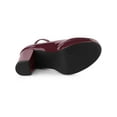 thumbnail image 5 of BLISSFUL STEP Women's Block Heel Pumps Platform Ankle Strap Round Toe Heel Burgundy 8, 5 of 7