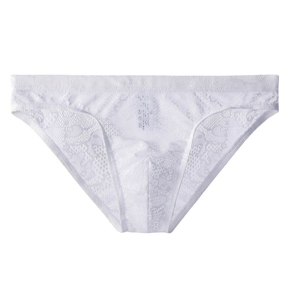Mens Lace Transparent Thin Sexy Underwear Seductive Mesh Breathable White XL