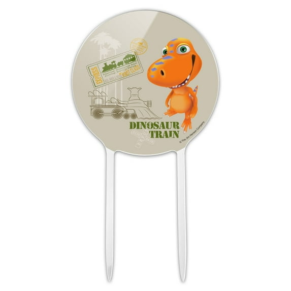Acrylic Dinosaur Train Ticket Buddy T-Rex Cake Topper Party Decoration for Wedding Anniversary Birthday Graduation