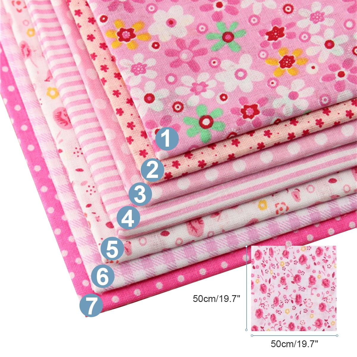 Wholesale GORGECRAFT 7pcs 20 x 20 Inch Cotton Craft Fabric Bundle Patchwork Quilting  Fabric Squares Sheets Different Pattern Cloths for DIY Sewing Scrapbooking  