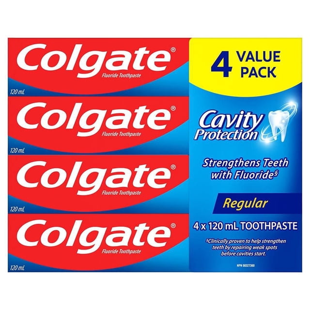 Colgate Dentifrice au Fluorure Protection contre les Caries, Paquet Économique Régulier 4x120 ml