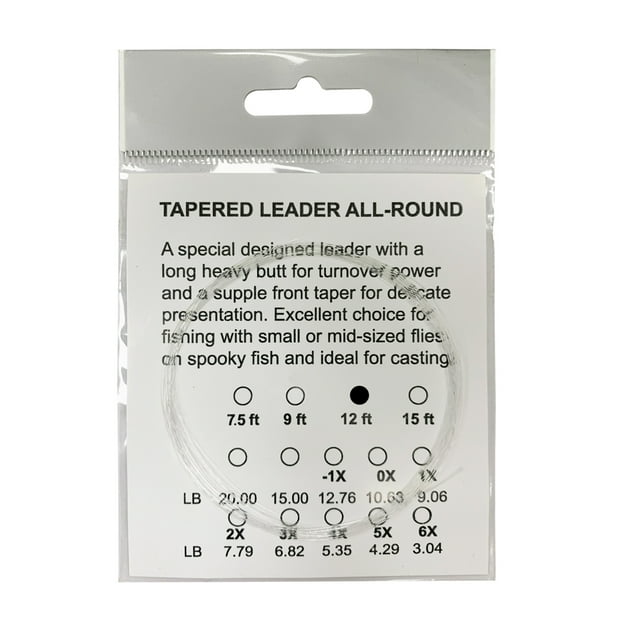 7.5ft 9ft 12ft and 15ft 0X-6X 5pcs Per Size Fly Fishing Leader Clear Tapered Leader Fly Line Nylon Fly Line Leader 12FT 5PCS Tippet