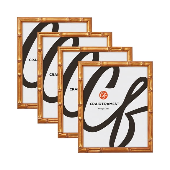 Craig Frames Vintage Bamboo 7x12 inch Picture Frame Tropical Gold, Set of Four