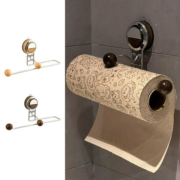 GeBuSn Suction Cup Paper Towel Holders Paper Towels ROlls For Kitchen A Dhesive Paper Towel R Oll Rack For Bathroom Towel Wall Mounted Paper Towel Rack Stainless Steel (A)