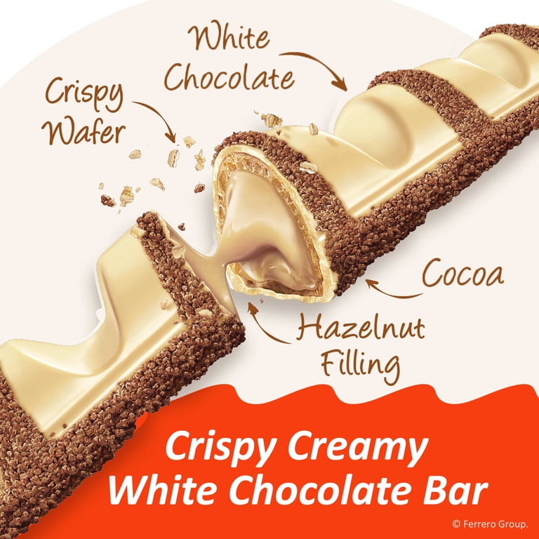 Kinder Bueno White Chocolate Bar with Crispy Wafer and Hazelnut