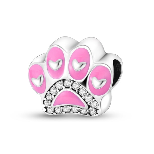 Plata De Ley 925 Nuevo Gato Luminoso Perro Animal Corazón Charm Bead Fit Pandora Charms Pulsera Original Para La Fabricación De Joyas