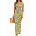 thumbnail image 2 of Women'S Summer Long Dress Casual Slip Slim Sleeveless Bodycon Maxi Dresses Yellow Flower XL, 2 of 7