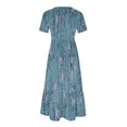 thumbnail image 3 of QJUHUNG Robe Midi à Manches Courtes Imprimée Florale Hawaïenne pour Femmes Robe Fluide avec Poches Tenue de Plage Ample, 3 of 4