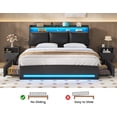thumbnail image 4 of Queen Bed Frame with Storage Headboard and Charging Station, Leather Upholstered Bed Frame Queen Size with 4 Drawers and LED Lights, Type C and USB, No Box Spring Needed, Black, 4 of 8