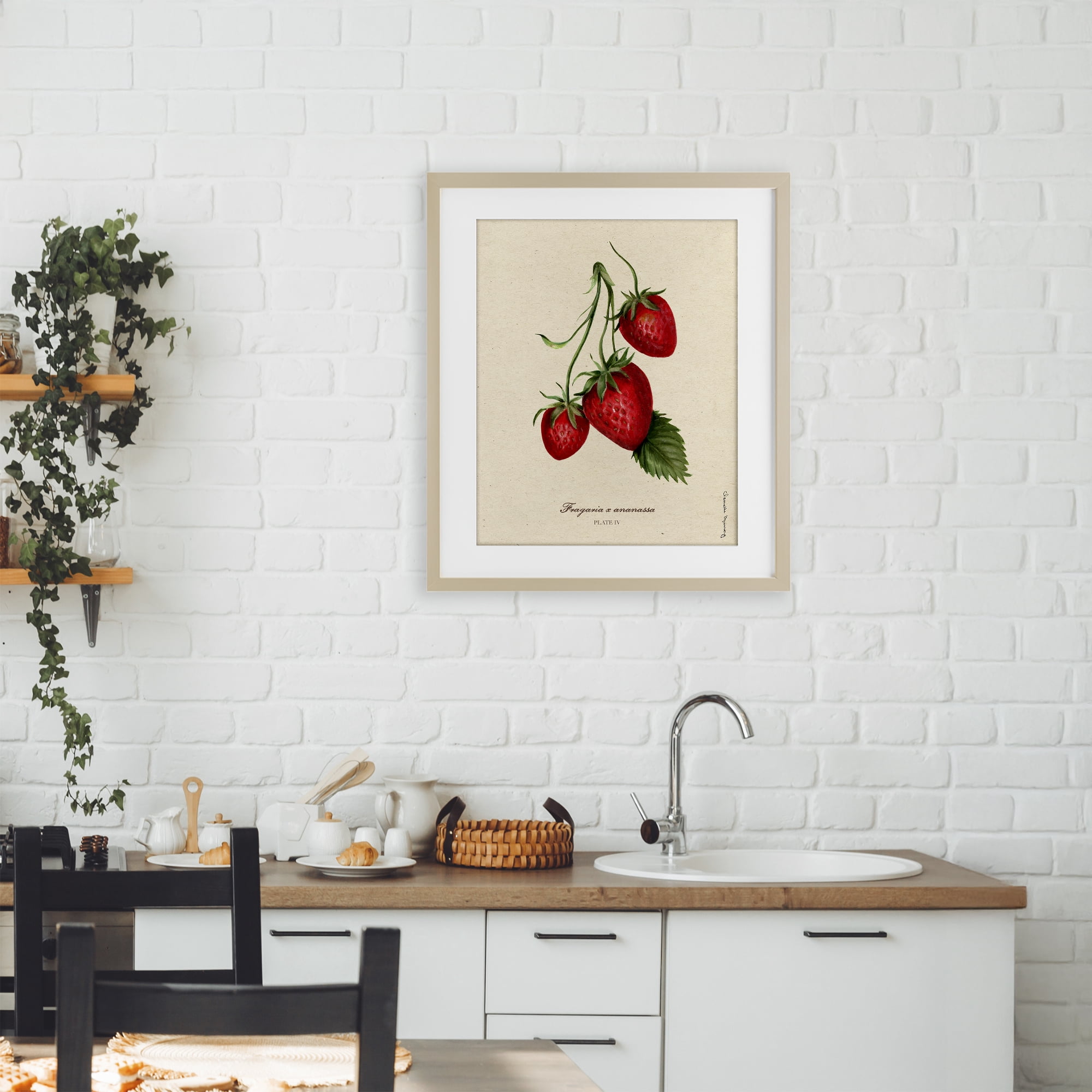Stupell Industries Strawberry Fruit Portrait Birch Framed Print Under Glass, design by Danielle Murray
