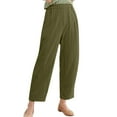 thumbnail image 2 of EDFBUYKRS Female Women Pants Casual Womens Dress Pants Petite Length Women's Solid Linen Loose and Linen Casual Pants Casual Trouser Pants M, 2 of 8
