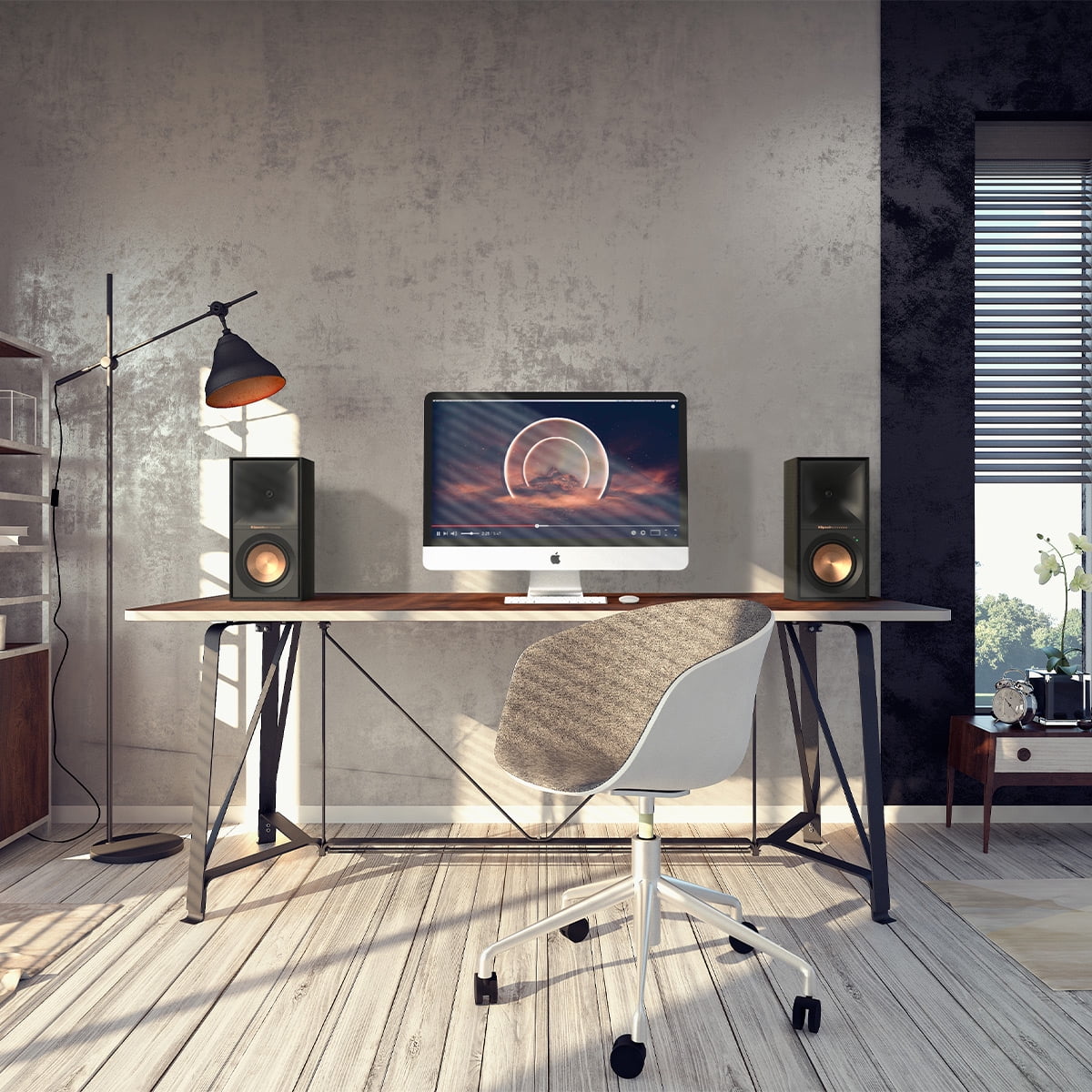 Klipsch R-50PM Powered Bookshelf Speakers with 5.25" Woofers - Pair