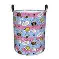 thumbnail image 6 of Picia Bees And Daisies Striped Large Laundry Basket, Waterproof, Freestanding Laundry Hamper, Collapsible Tall Clothes Hamper with Extended Handles-Small, 6 of 8