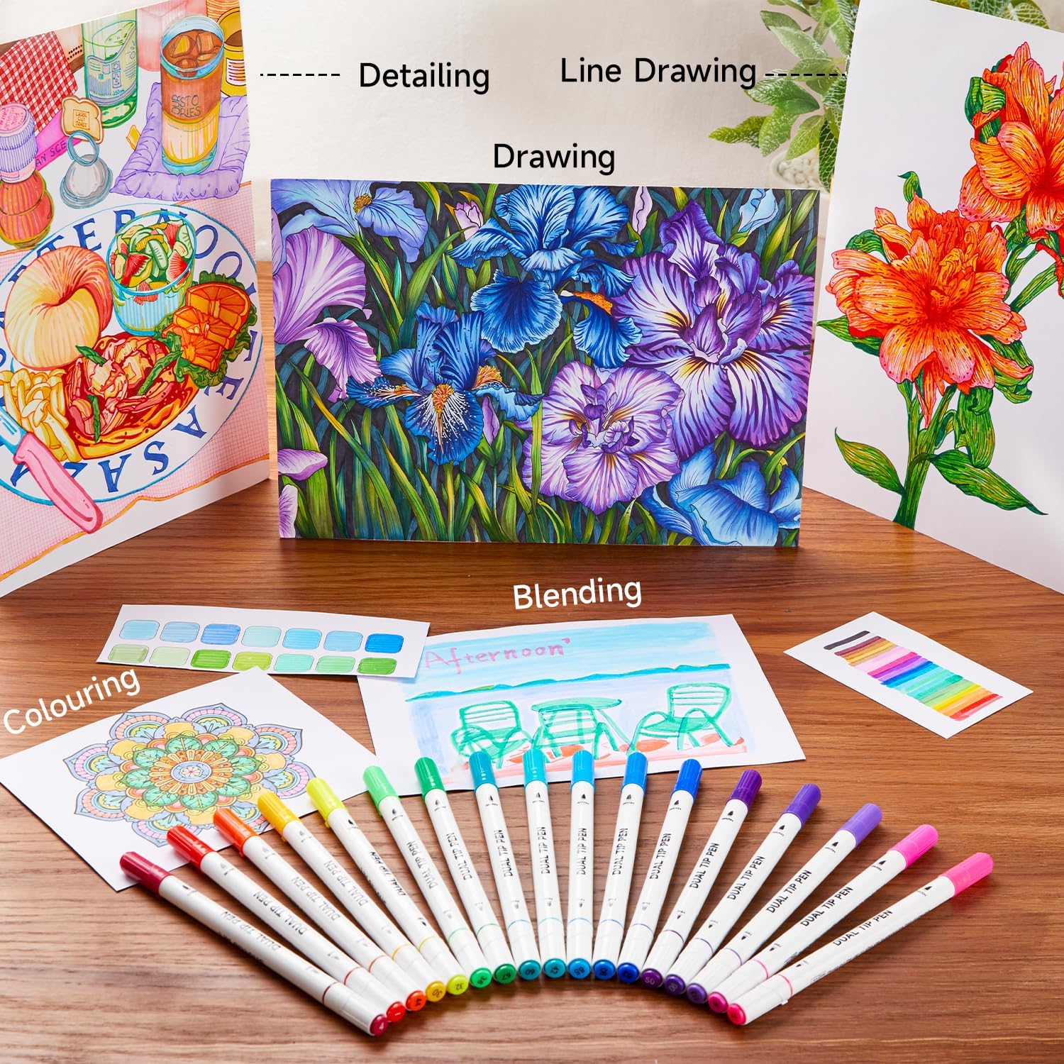 Shuttle Art Dual Tip Brush Pens, 105 Colors with Case photo 7