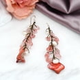thumbnail image 5 of Red Cluster Shell and Glass Drop Sterling Silver Earrings, 5 of 6