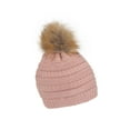 thumbnail image 2 of Gravity Threads Bonnet en Tricot Torsadé avec Pompon en Fausse Fourrure, Rose Inde, 2 of 2