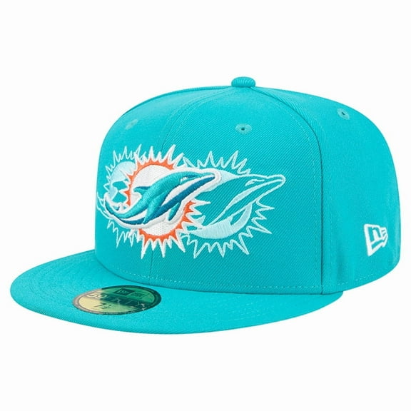 Men's New Era Aqua Miami Dolphins Tri-Hit 59FIFTY Fitted Hat