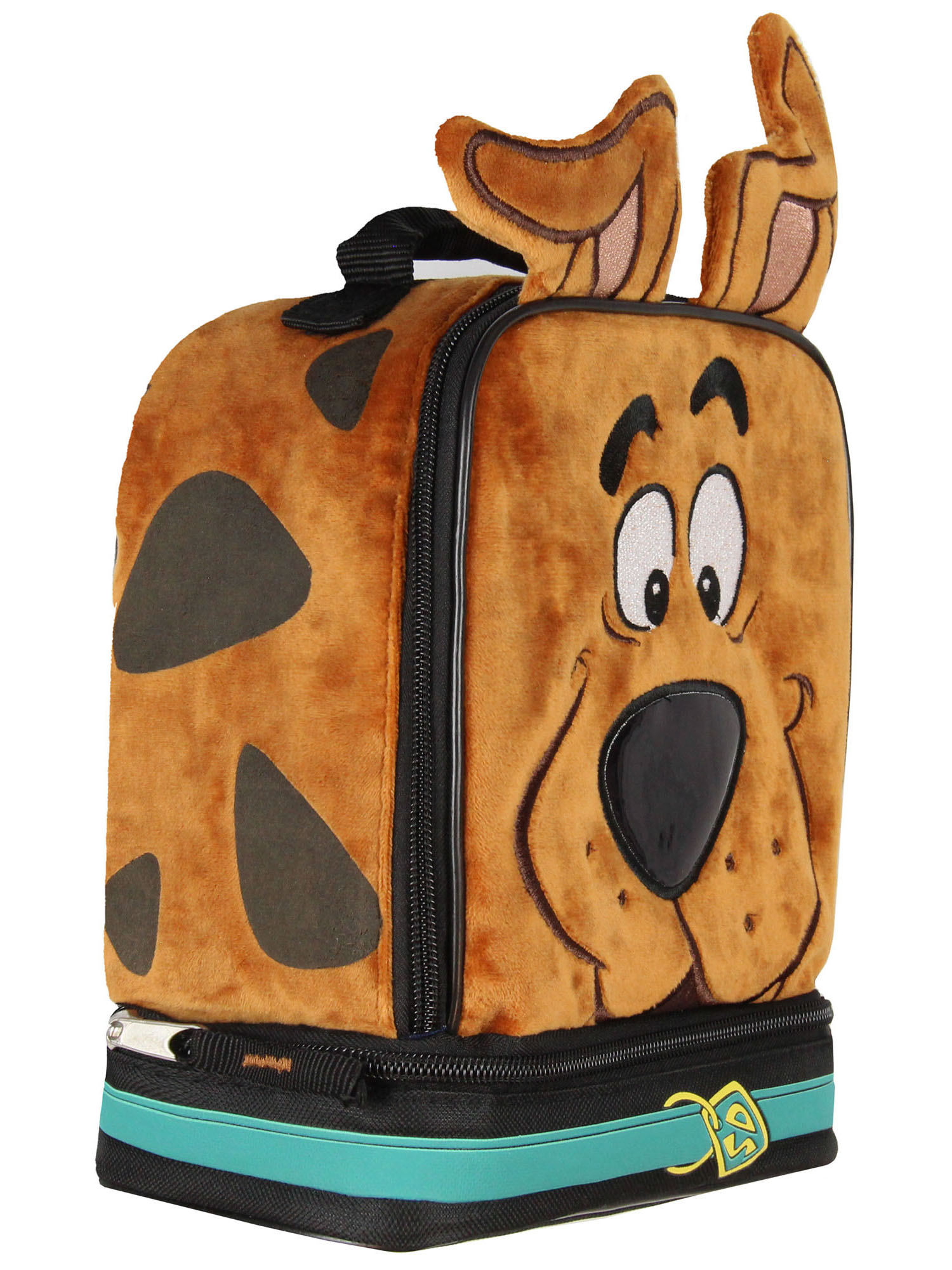 Scooby Doo Character Embroidered Face with 3D Ears Insulated Dual Compartment Lunch Bag Lunch Box Tote 10"