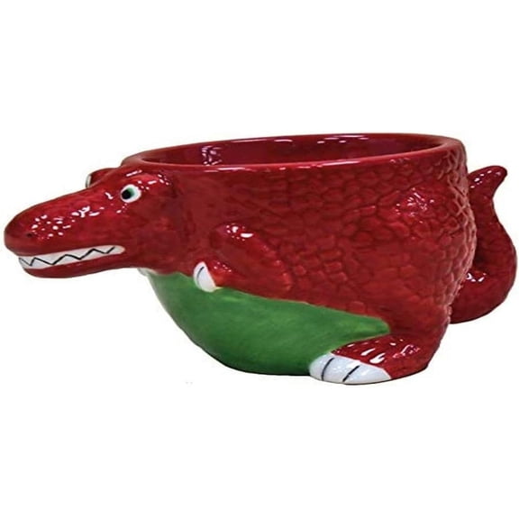 Crockery Critters T-Rex Egg Cup from Deluxebase. Ceramic Egg Cup for Soft Boiled Eggs. Novelty Dinosaur Gift for Kitchen Decor & Kitchenware.