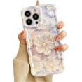 thumbnail image 5 of Designed for iPhone Case,Retro Oil Painting Blu-ray Flower Floral Pattern Camera Lens Protection Shockproof Protective Cover Phone Case (Pink,iPhone 12 Pro), 5 of 5