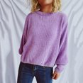 thumbnail image 5 of Women's Fashion Casual Round Neck Pullover Solid Color Long-sleeve Sweater Top for Everyday Style, Comfortable and Chic Top for Women,Purple,M, 5 of 7