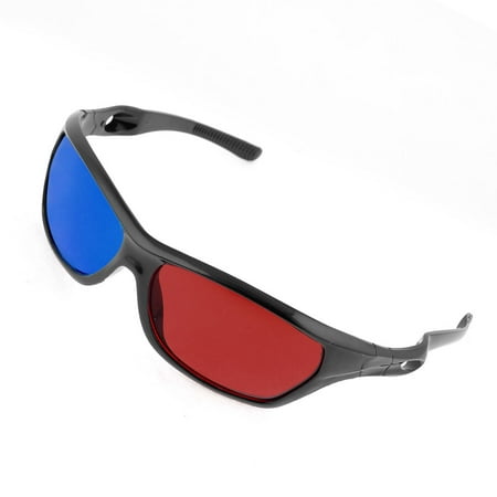 Plastic Full Frame Rectangle Red Blue Lens 3D Anaglyph Movies Games Glasses