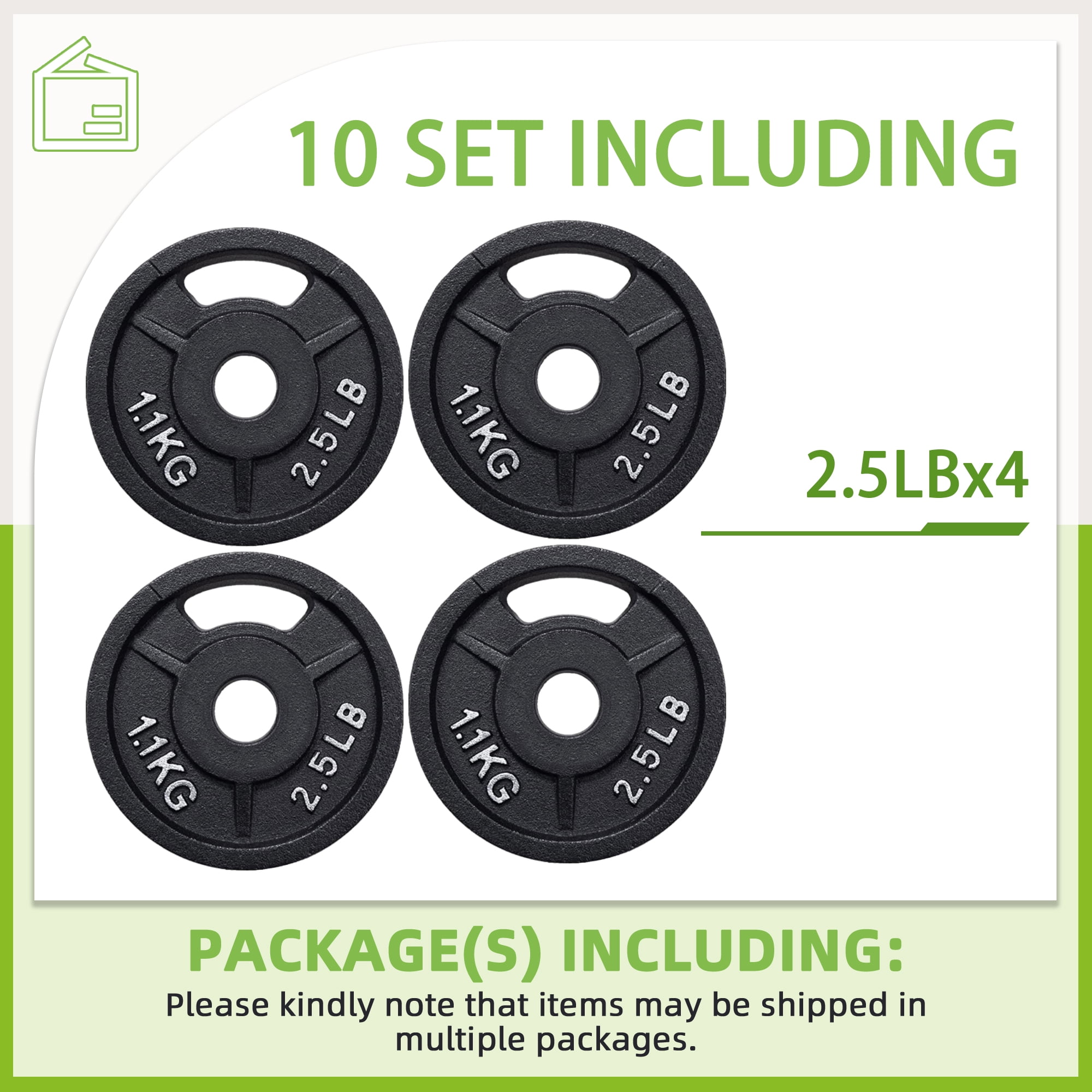 FlexWave 2-Inch Olympic Cast Iron Weight Plates Set, 5LB, 10LB, 50LB, 70LB & 120LB Options, for Strength Training & Home Gym