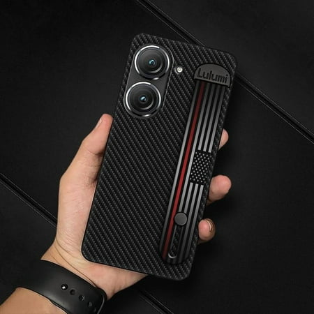 LYM-Phone Case For Asus Zenfone9/Zenfone10, Kickstand commerce geometry Plain color protective Dirt-resistant simple Silicone Shockproof Wristband masculine Waterproof personality mature