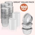 thumbnail image 6 of Fit Meal Prep 100 Pack 4 oz Disposable Foil Ramekins with Lids, Mini Aluminum Foil Baking Cups, Freezer & Oven Safe Creme Brulee Ramekin Disposable, Aluminum Cupcake Liners for Pudding Muffin Dessert, 6 of 7