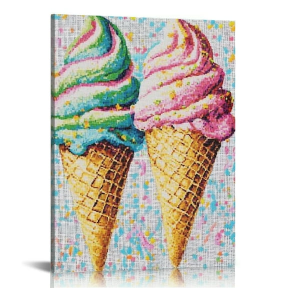 ZFLMY Ice Cream Cones Canvas Print Wall Art Home Decor 12x16 12x16in