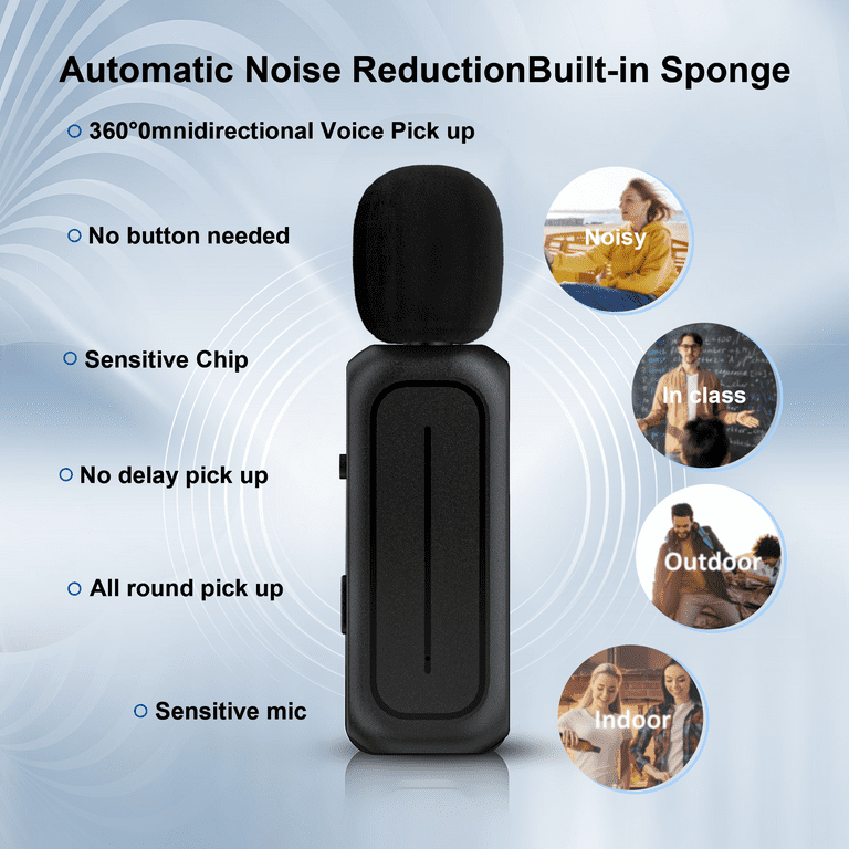 H1 Wireless Lavalier Microphone For IPhone & IPad - 65ft Range With Noise Reduction