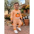 thumbnail image 5 of BemeyourBBs Newborn Baby Boy Girl My First Halloween Outfit Infant Baby Girls Boys Fall Clothes Waffled Stripes Romper Pumpkin Embroidered Long Sleeve Jumpsuit  Playsuit, 5 of 9