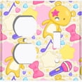 thumbnail image 2 of Metal Light Switch Wall Plate Outlet Cover (Yellow Teddy Bear Karaoke Hearts Music Bow - Single Duplex Single Toggle), 2 of 2