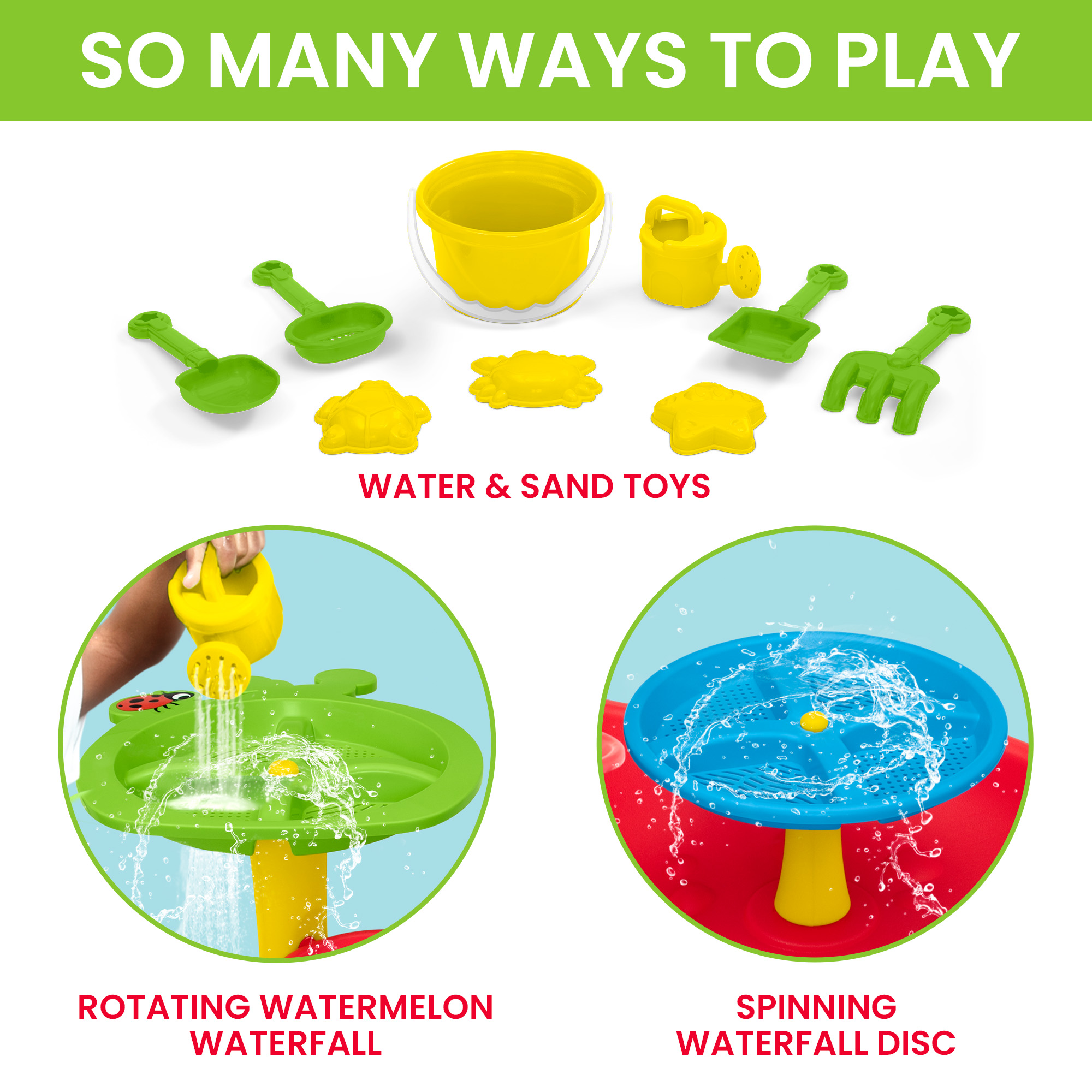 CoComelon Water Table by Delta Children- 3-Tier Water Play Table with 9-Piece Toy Set - Water Sensory Table + Summer Beach Toys for Outside Backyard for Toddlers Ages 2+, Blue