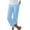 Sky Blue, variant on Frostluinai Wide Leg Linen Pants for Women Elastic Waisted Casual Capris Plus Size Solid Color Capris Summer Stretch Pants with Pockets