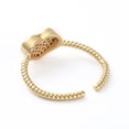thumbnail image 3 of Adjustable Brass Cuff Finger Rings with Micro Pave Cubic Zirconia Heart Clear Golden Size 7 17.1mm, 3 of 3