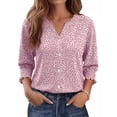 thumbnail image 2 of Women Blouses Button Down Shirts Dressy Business Casual 3/4 Length Sleeve Tops Summer Fall Fashion Clothing,2XL, 2 of 7