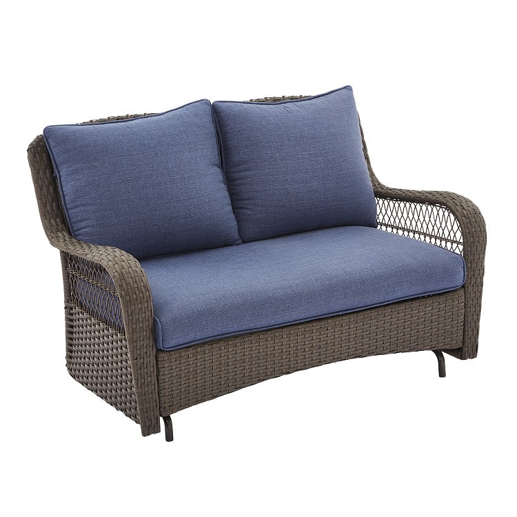 better homes & gardens camrose farmhouse outdoor bench with wicker storage box