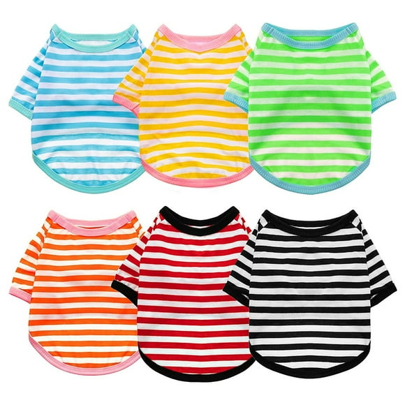 6 pieces of dog stripe T-shirt dog shirt breathable pet clothing color dog sports shirt dog clothing