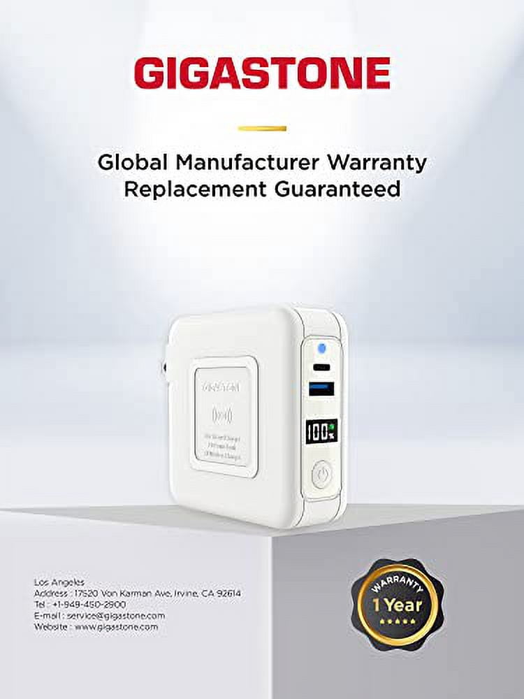 Gigastone 4-in-1 10000mAh Qi Wireless Portable Charger 20W Wireless Power Bank - White 4 pack