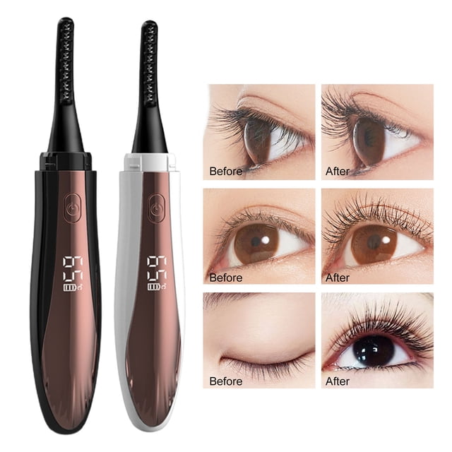 Electric Eyelash Curler 4 Temperature Settings Quick Pre-Heat Long-lasting Curl LED Display Anti-Scalding Rechargeable Heated Eyelash Curling Tool Women Gift