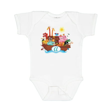 

Inktastic Monogram Letter a Childs Animals Ark Gift Baby Boy or Baby Girl Bodysuit