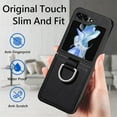 thumbnail image 3 of ELEHOLD for Samsung Galaxy Z Flip 5 Leather Case Cover, with Metal Finger Ring Holder Slim Lightweight Shockproof Non-Slip Case for Galaxy Z Flip 5 ,Black, 3 of 11