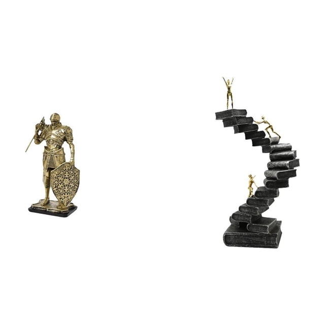 Figura de escritorio,Figura decorativa de caballero,escultura,artesanía,decoración de escritorio,Estatua de escalera,Estatua de escalera de libros para trepar,decoración artística,Escultura