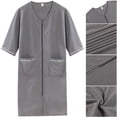 thumbnail image 1 of EIMELI Women‘s Zipper Robes 3/4 Sleeve Zip Front Robe Knee Length Lightweight Housecoats with Pockets, 1 of 10
