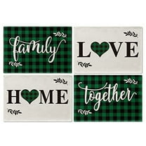 Smile Buffalo Check Plaid Placemats 12 x 18 Inch Set of 4, Black and Green