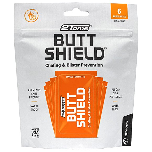 2Toms ButtShield, Prévention des Frottements et des Ampoules Toute la Journée, Protection Imperméable et Résistante à la Transpiration contre les Escarres, Lot de 6 Lingettes