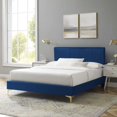 thumbnail image 2 of Platform Bed Frame, Full Size, Velvet, Blue Navy, Modern Contemporary Urban Design, Bedroom Master Guest Suite, 2 of 10